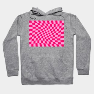 Twisted Checkered Square Pattern - Magenta Tones Hoodie